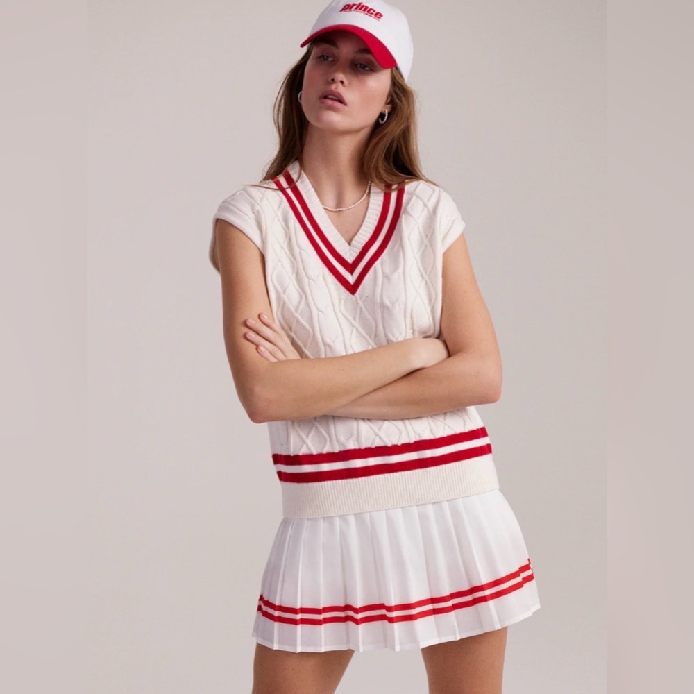 NWOT Sporty & Rich x Prince pleated tennis skirt, Size L